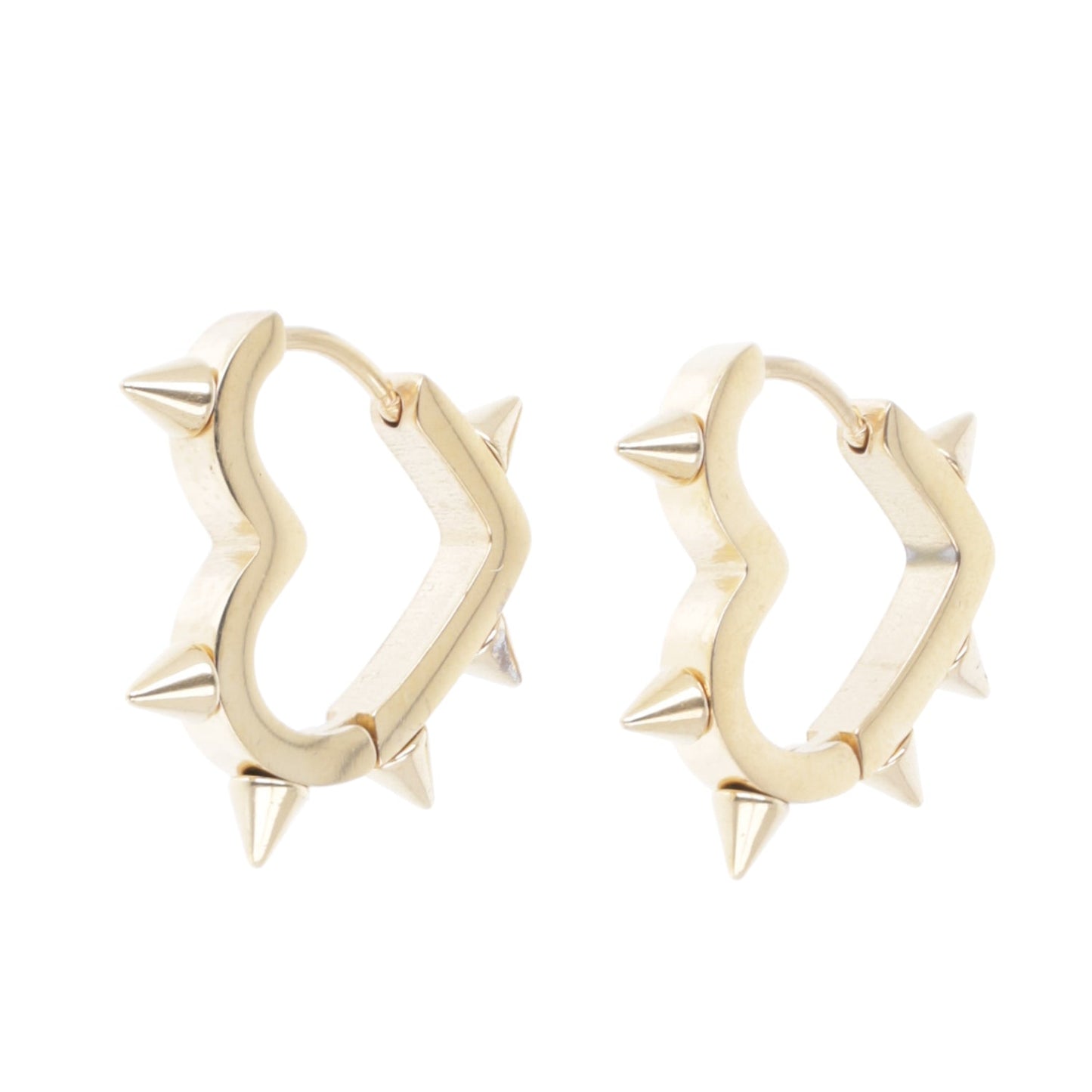 Heart Spike Huggie Hoop Earrings (Gold Plated)