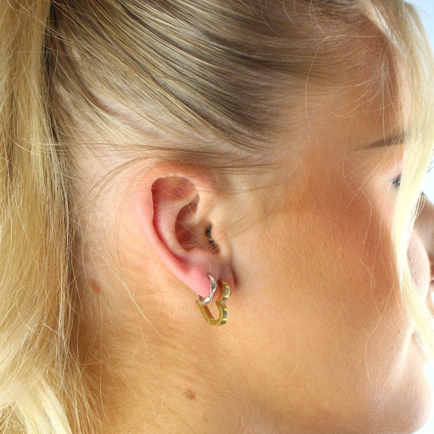 Heart Huggie Hoop Earrings (Gold Plated)