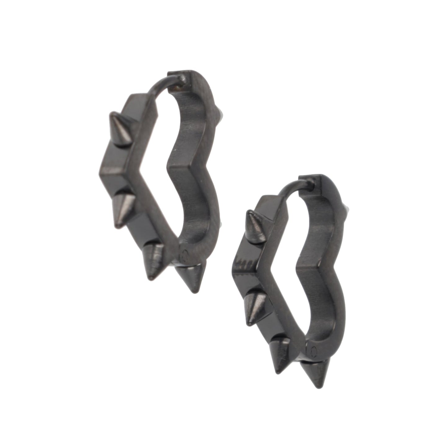 Heart Spike Huggie Hoop Earrings (Black)