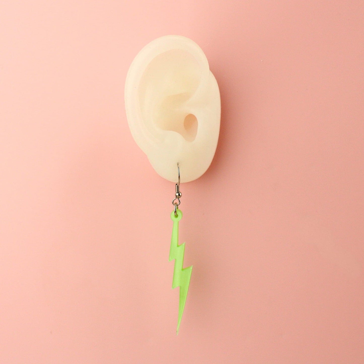 Green Marble Lightning Bolt Earrings