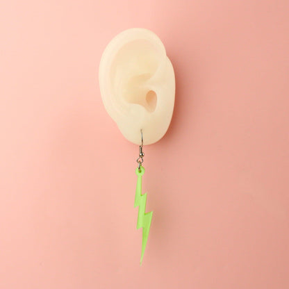 Green Marble Lightning Bolt Earrings