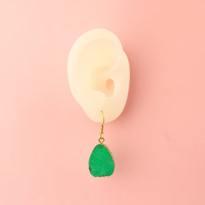 Green Pear Drop Druzy Earrings