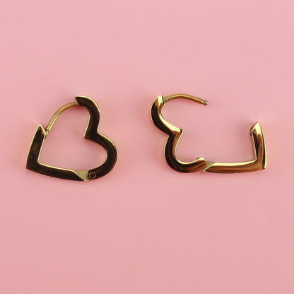 Heart Huggie Hoop Earrings (Gold Plated)