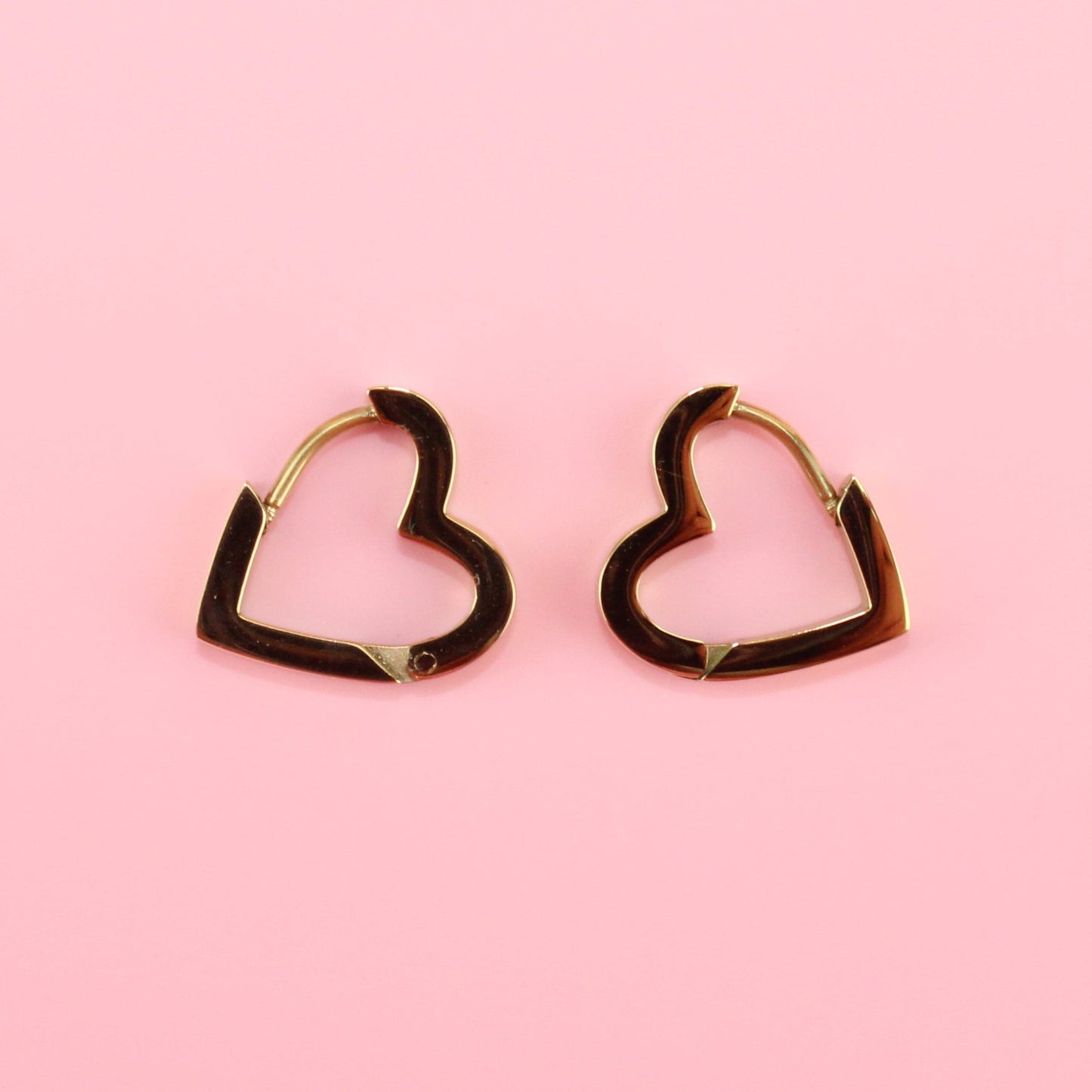 Heart Huggie Hoop Earrings (Gold Plated)