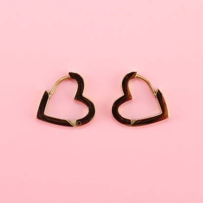 Heart Huggie Hoop Earrings (Gold Plated)