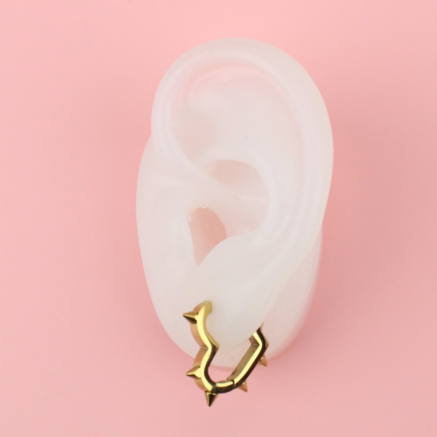 Heart Spike Huggie Hoop Earrings (Gold Plated)