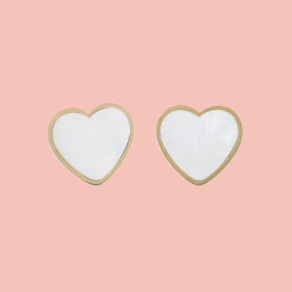 Heart Shell Stud Earrings (Gold Plated)