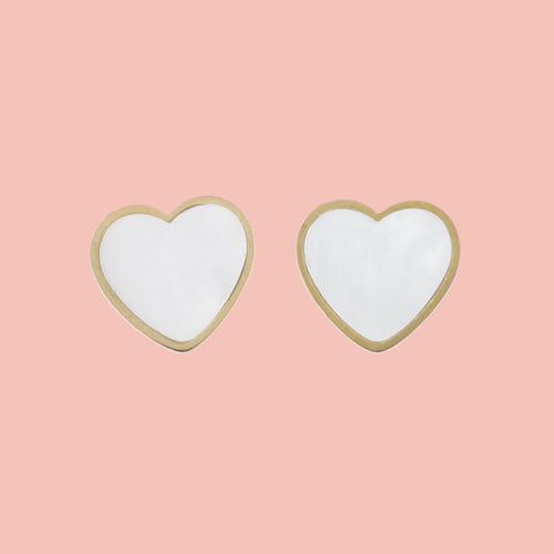 Heart Shell Stud Earrings (Gold Plated)