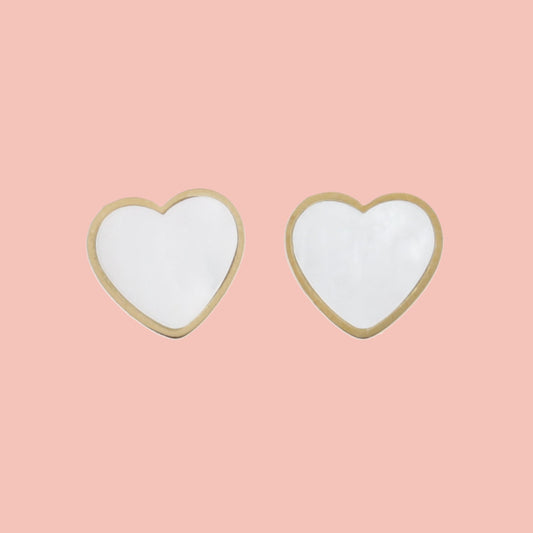 Heart Shell Stud Earrings (Gold Plated)