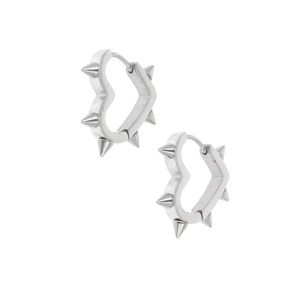 Heart Spike Huggie Hoop Earrings