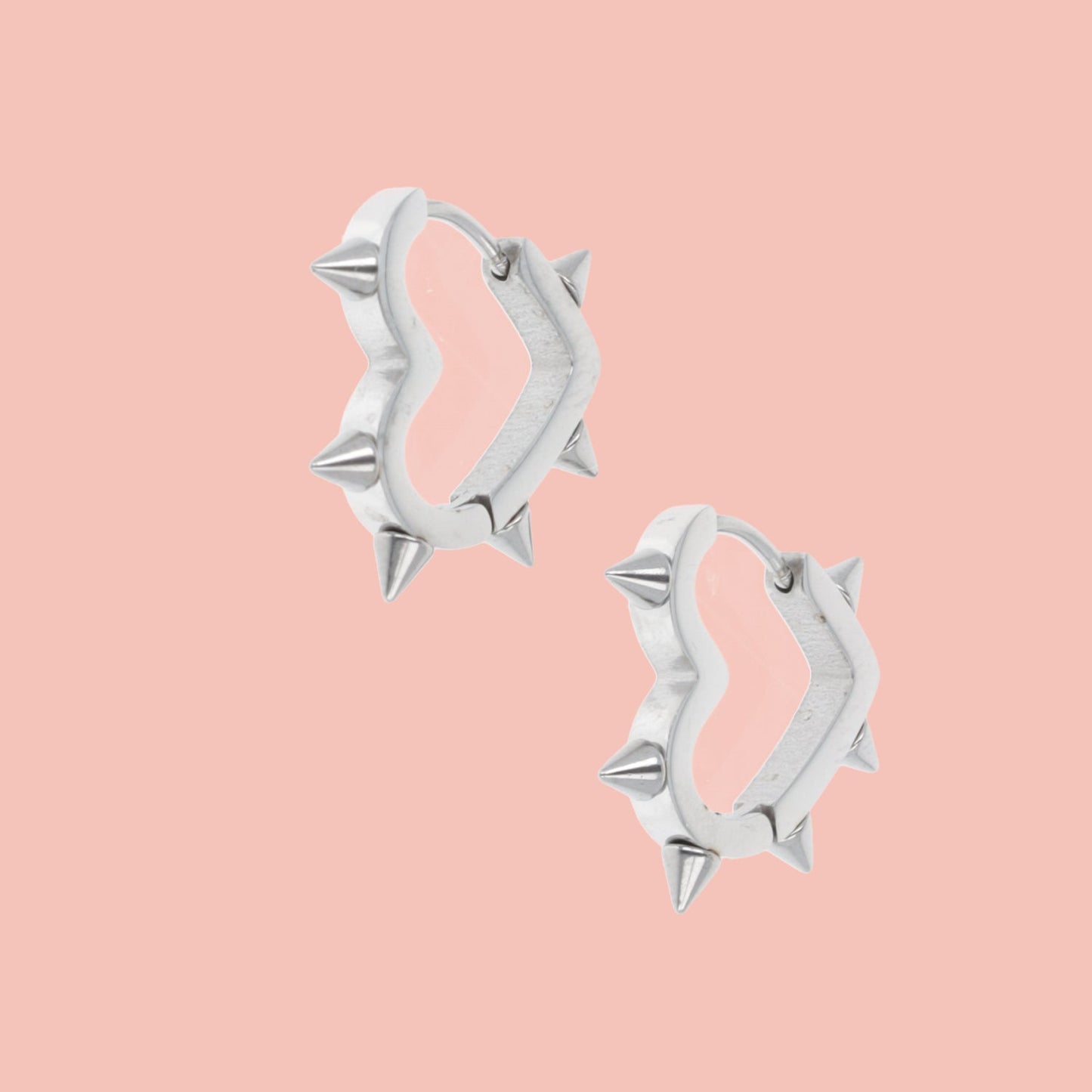 Heart Spike Huggie Hoop Earrings
