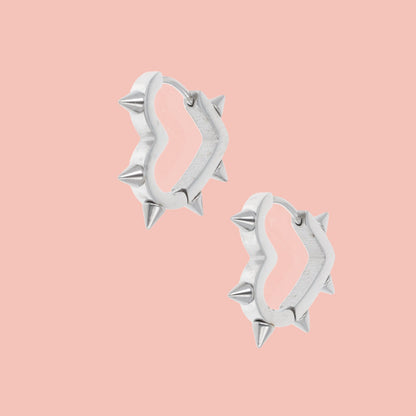 Heart Spike Huggie Hoop Earrings