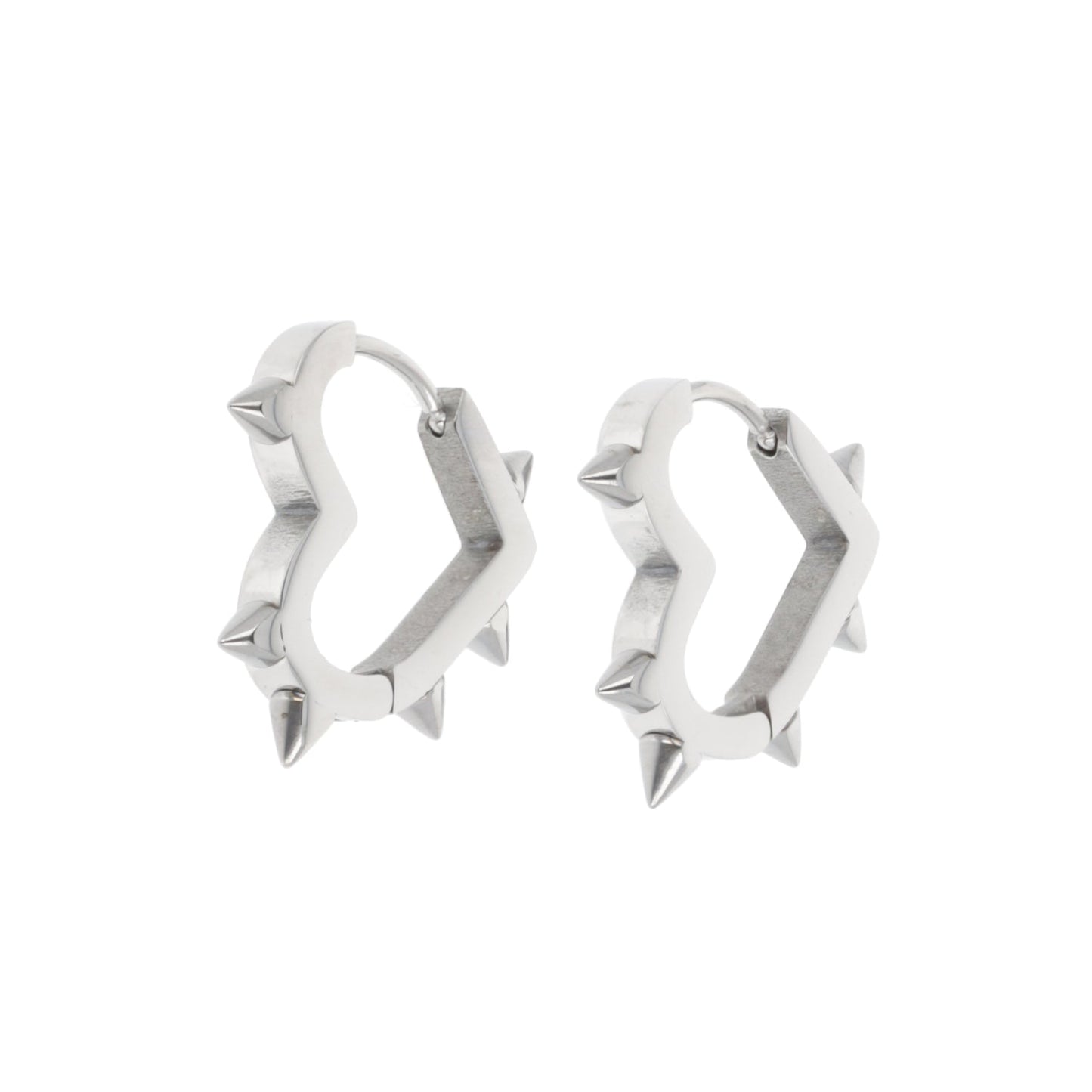 Heart Spike Huggie Hoop Earrings