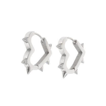 Heart Spike Huggie Hoop Earrings
