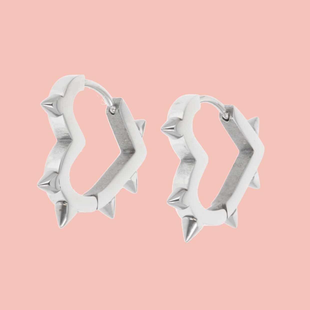Heart Spike Huggie Hoop Earrings