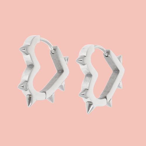 Heart Spike Huggie Hoop Earrings