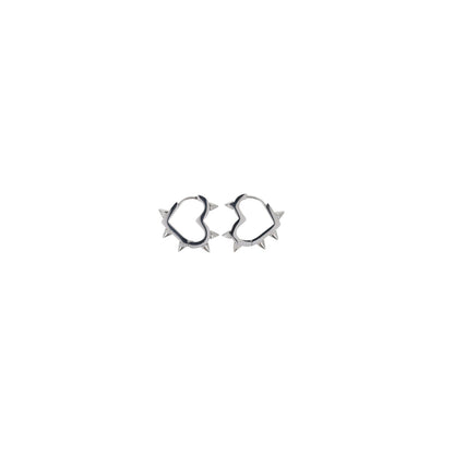 Heart Spike Huggie Hoop Earrings