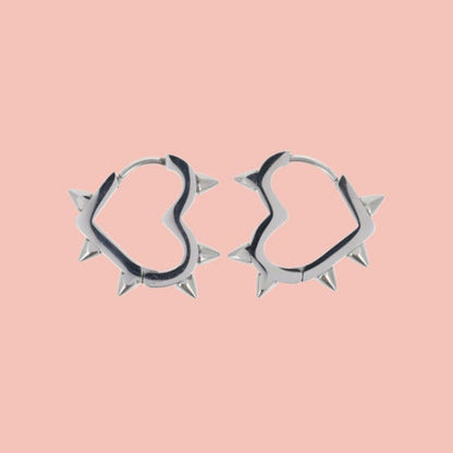 Heart Spike Huggie Hoop Earrings