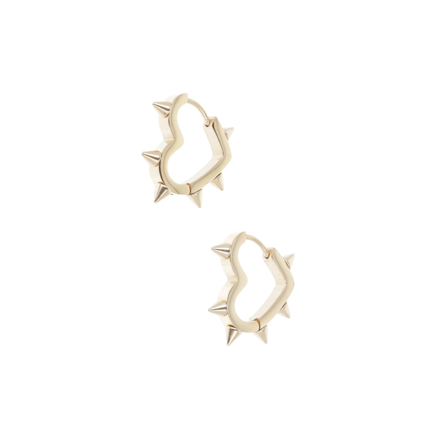 Heart Spike Huggie Hoop Earrings (Gold Plated)