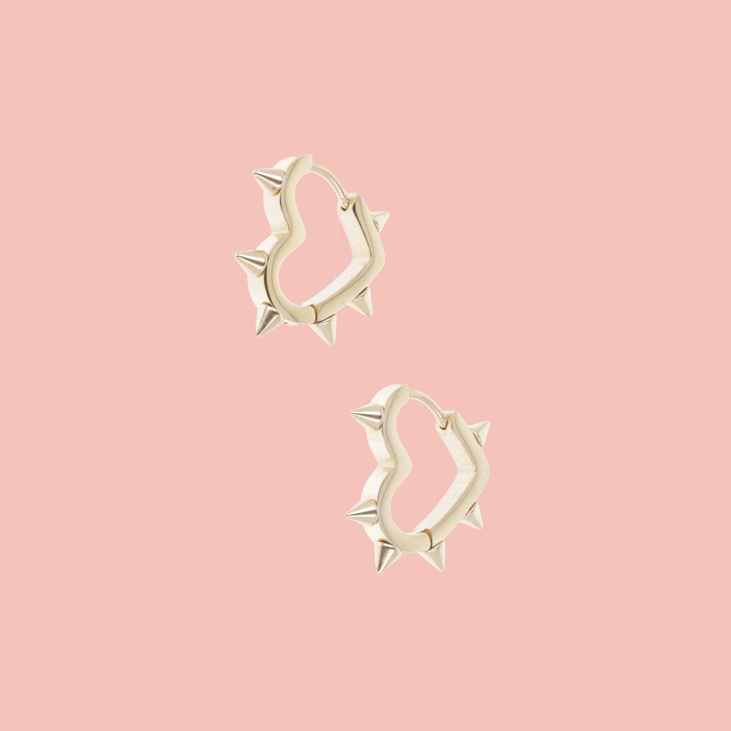 Heart Spike Huggie Hoop Earrings (Gold Plated)