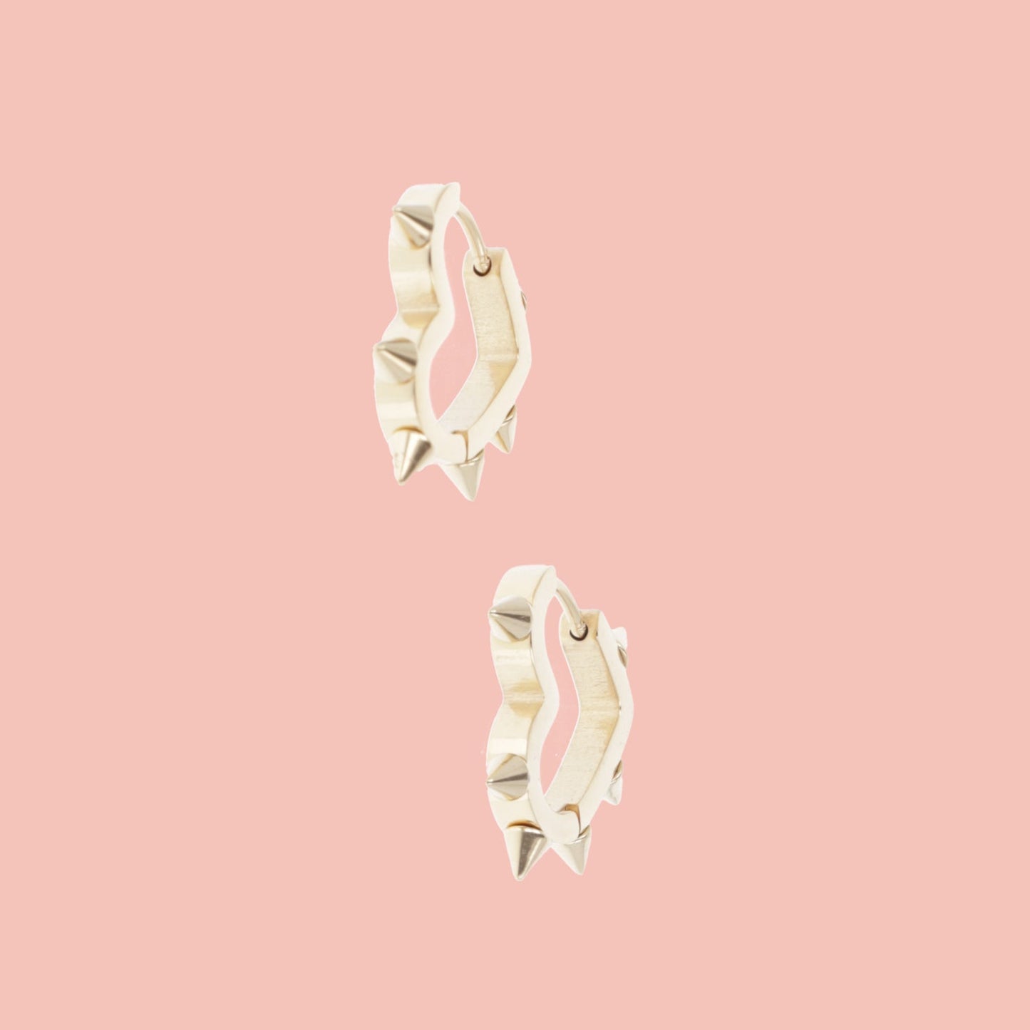 Heart Spike Huggie Hoop Earrings (Gold Plated)