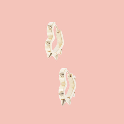 Heart Spike Huggie Hoop Earrings (Gold Plated)