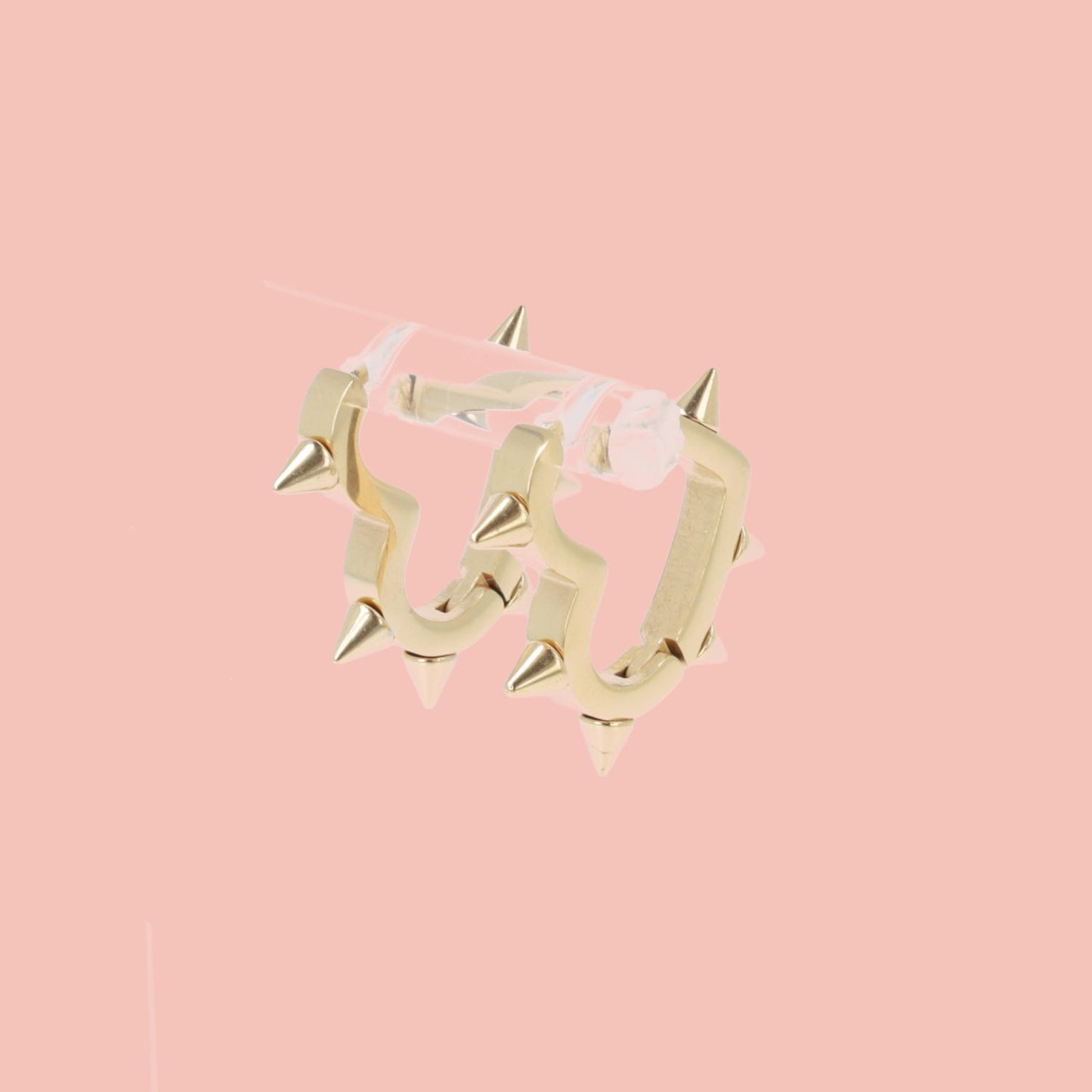 Heart Spike Huggie Hoop Earrings (Gold Plated)
