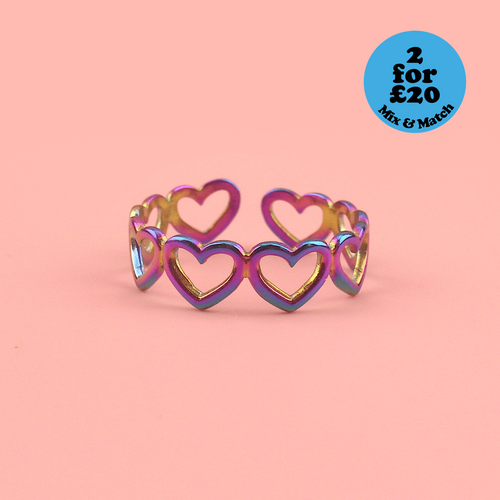 Heart of Steel Ring (Rainbow)
