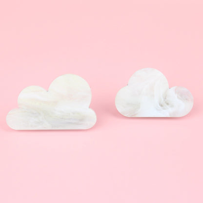 Head In The Clouds Hair Clips In White Marble