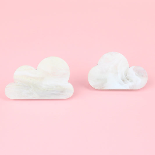 Head In The Clouds Hair Clips In White Marble
