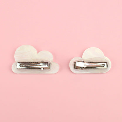 Head In The Clouds Hair Clips In White Marble