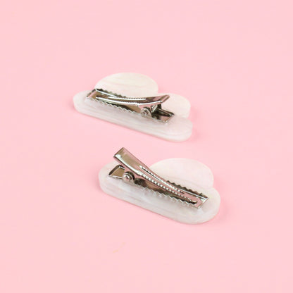 Head In The Clouds Hair Clips In White Marble