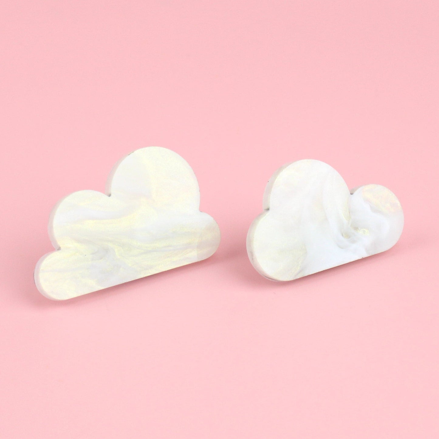Head In The Clouds Hair Clips In White Marble