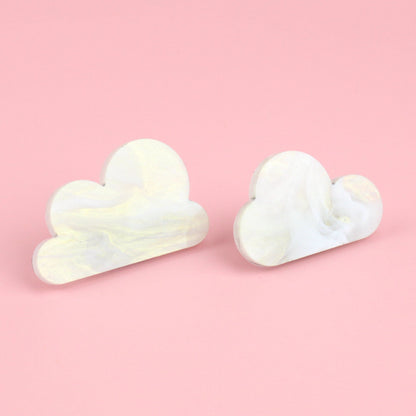 Head In The Clouds Hair Clips In White Marble