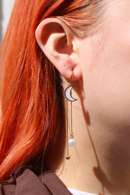 Hanging Star And Moon Earrings