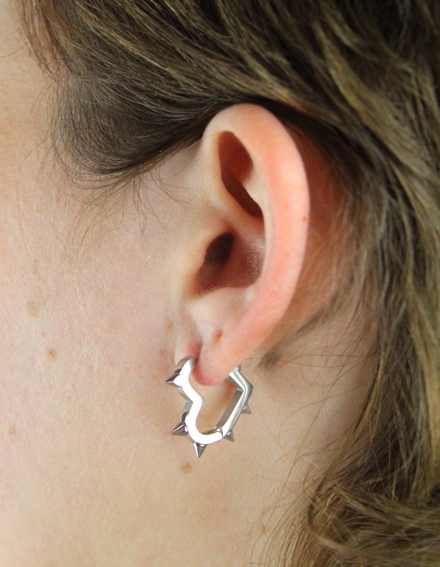 Heart Spike Huggie Hoop Earrings