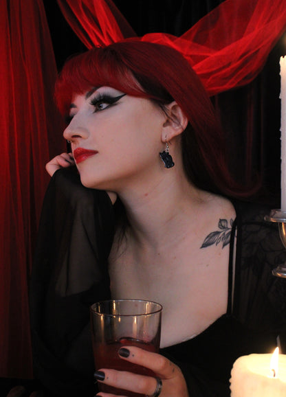 Greta Black Cat Earrings