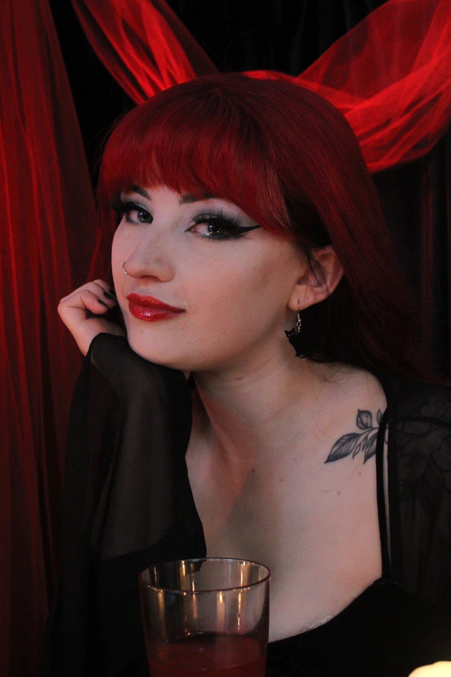 Greta Black Cat Earrings