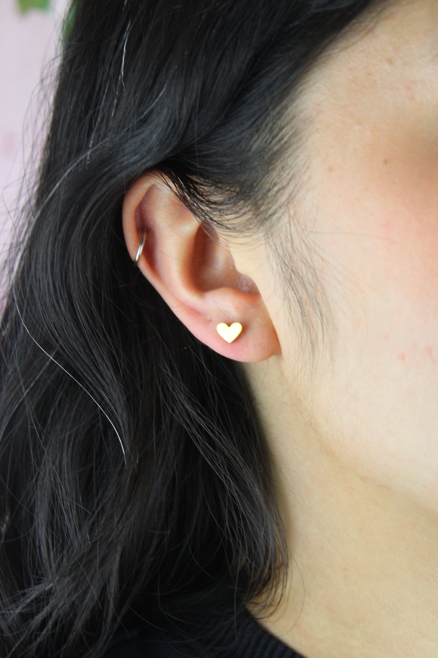 Heart Screw On Stud Earrings - Gold Plated
