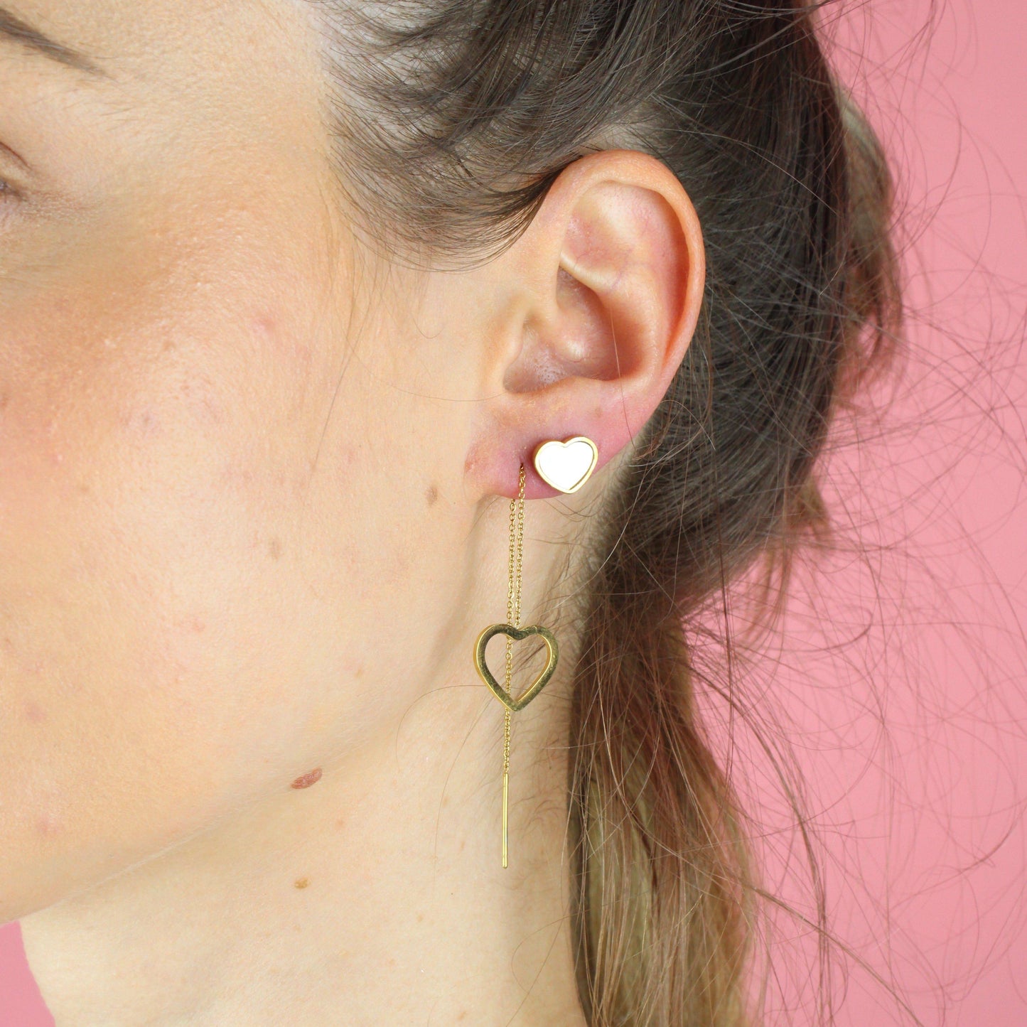 Heart Shell Stud Earrings (Gold Plated)