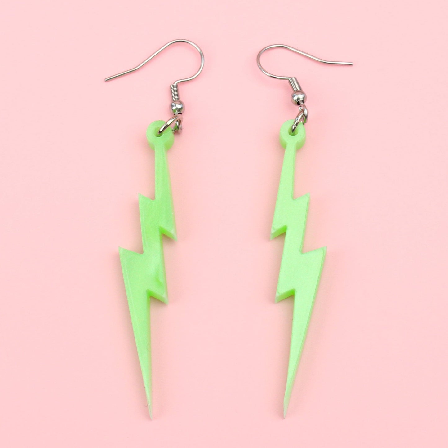 Green Marble Lightning Bolt Earrings