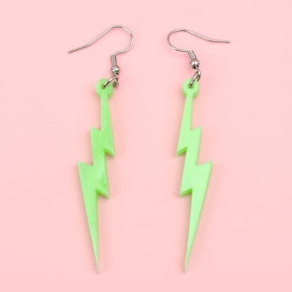 Green Marble Lightning Bolt Earrings