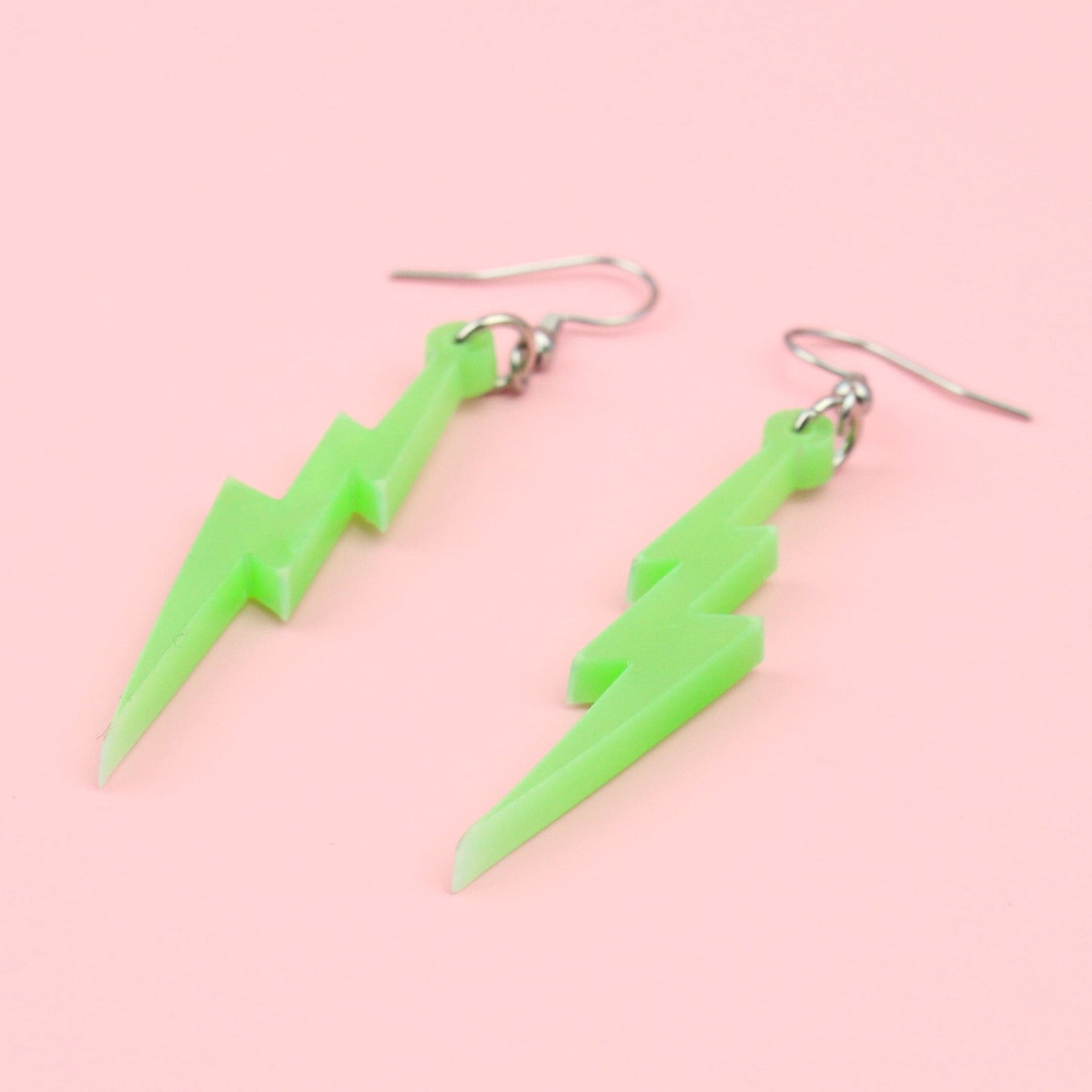 Green Marble Lightning Bolt Earrings