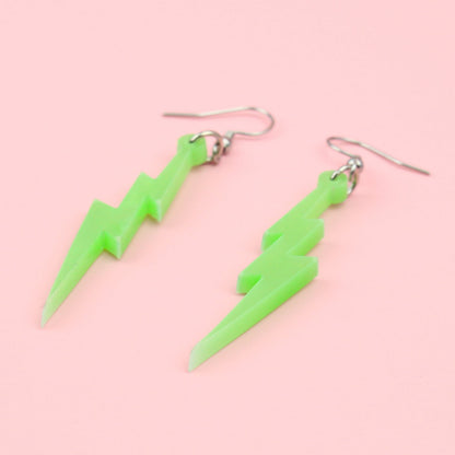 Green Marble Lightning Bolt Earrings