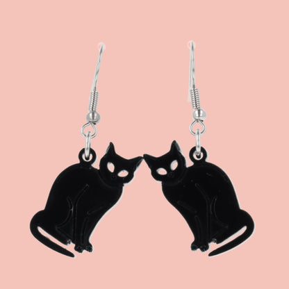 Greta Black Cat Earrings