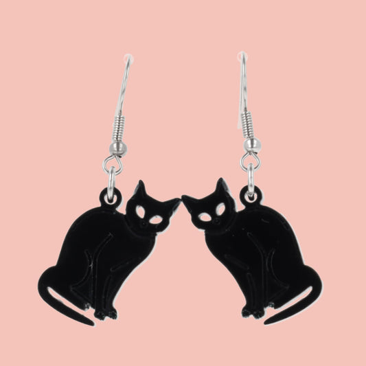 Greta Black Cat Earrings
