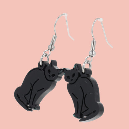 Greta Black Cat Earrings