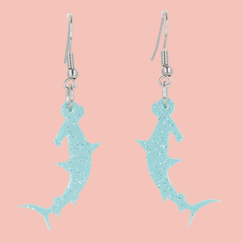 Hammer Time! Glitter Hammerhead Shark Earrings