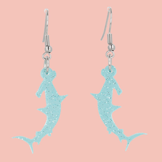 Hammer Time! Glitter Hammerhead Shark Earrings