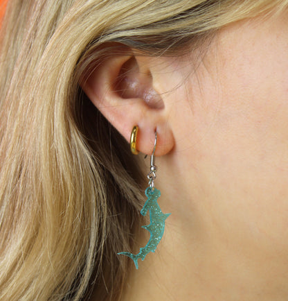 Hammer Time! Glitter Hammerhead Shark Earrings
